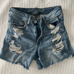 American Eagle Outfitters Women's Ripped Blue Jean Shorts